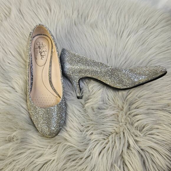 LifeStride Parigi Dress Pump Silver Sparkle Heels Size 6.5M Holiday Party Event - Picture 4 of 15